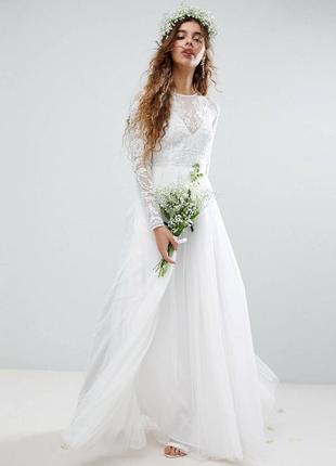 Шикарне тюлеве весільне плаття asos edition9 фото