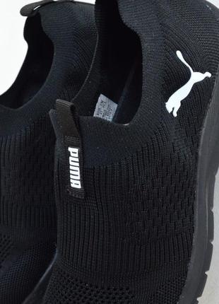 Puma мокасини чорні з білим кросівки чоловічі легкі весняні літні демісезонні сітка текстиль текстильні легкі пума10 фото