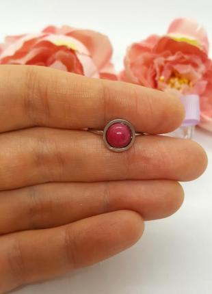🦜💍 мініатюрне кільце в стилі мінімалізм натуральний камінь рожевий агат5 фото