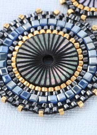 Неймовірно гарні сережки з бісеру круглі афро10 фото