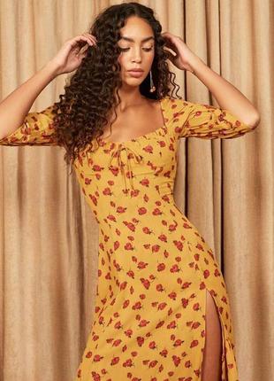 Распродажа платье prettylittlething миди asos с присборенными рукавами5 фото