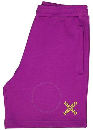 Brand new kenzo men's purple sport little x cotton-blend shorts, size medium2 фото