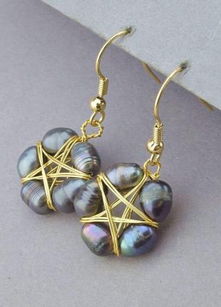 Сережки 'xuping' перли (позолота 18к)1 фото