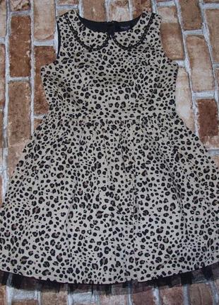 Нарядное красивое платье девочке 7 - 8 лет леопардовое