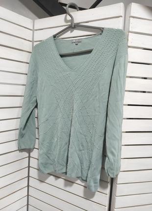 Кофта блакитна з бісером 44 46 s m жіноча з v вирізом