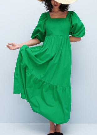 Платье миди rederved в насіщенном зеленом цвете с открітой спинкой2 фото