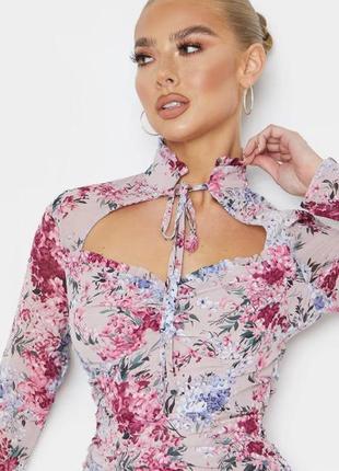 Распродажа cукня prettylittlething меди присборенная asos с завязкой6 фото