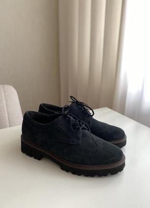 Замшевые лоферы gabor синего цвета