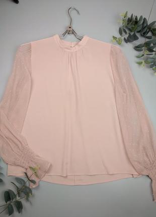 Блуза с сеткой stradivarius, легкая розовая рубашка2 фото
