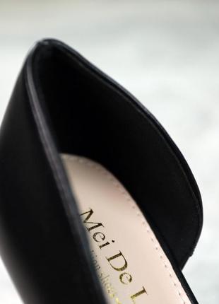 Классические черные женские туфли лодочки на высоком каблуке кожаные (экокожа) весенние,осенни,весна-осень5 фото