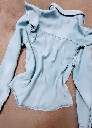 Рубашка голубого клерса denim от бренда new look4 фото