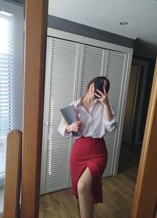 Красная юбка миди, с разрезами xs1 фото