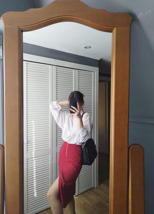 Красная юбка миди, с разрезами xs2 фото