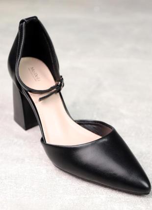Черные классические женские туфли лодочки на высоком каблуке, с острым носком, весенние,осенние,кожа эко2 фото