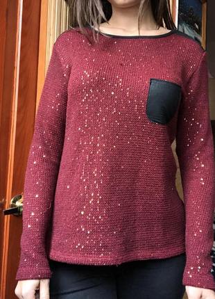 Вязаный блестящий свитер1 фото