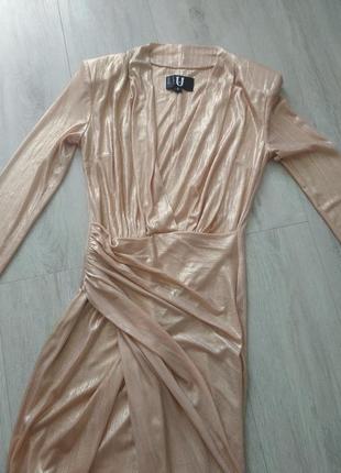 Платье миди с глубоким декольте и разрезом. вечернее шикарное платье, размер 46.5 фото