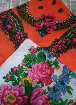 Винтажные парчевые платки с люрексом 2шт.