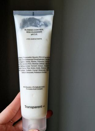 Transparent lab blemish control bha cleanser ph 3.5