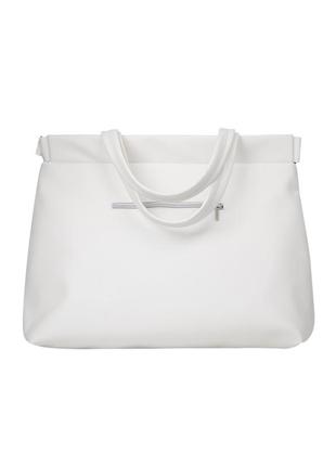 Містка жіноча біла сумка шоппер4 фото