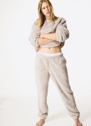 Пижамные брюки из плюша для женщины h&m 1112655-001 xl серый