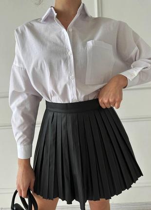 Стильна шкіряна спідниця плісе❤️,юбка плиссе2 фото