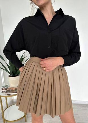 Стильна шкіряна спідниця плісе❤️,юбка плиссе4 фото