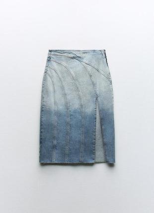 Джинсовая юбка средней длины z19755 фото