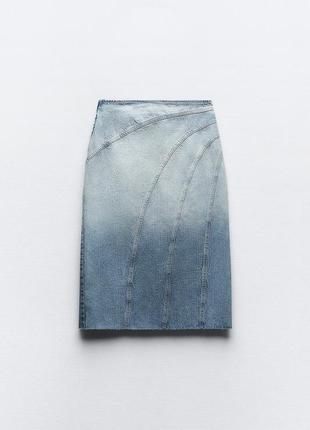 Джинсовая юбка средней длины z19756 фото