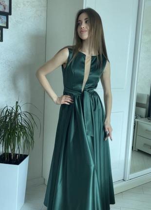 Женское платье/ вечернее платье, выпускное платье изумрудное 💚 44/s размер, атлас