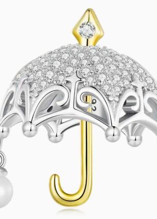 Шарм  серебряный для  pandora "сказочный зонтик"