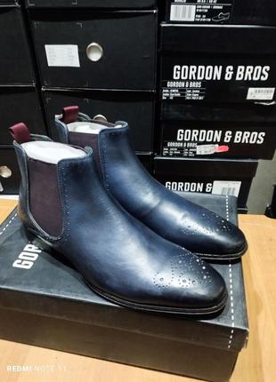 Модные кожаные демисезонные ботинки известного бренда мужской обуви из нижочки gordon &amp; bros.