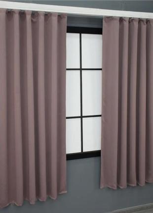 Комплект коротких штор на кухню (2шт. 1,3х1,7м) блекаут "bagema rvs". колір пудра2 фото