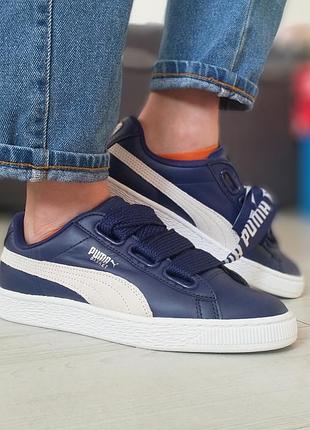 Жіночі шкіряні кросівки puma basket heart