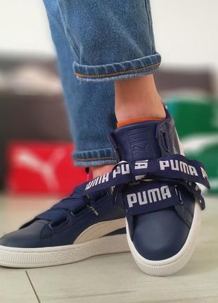 Жіночі шкіряні кросівки puma basket heart2 фото