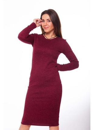 Сукня трикотажна, тепла, м'яка, з ангори-софт, колір: бордо, р. 42-52, одяг, пт583 фото