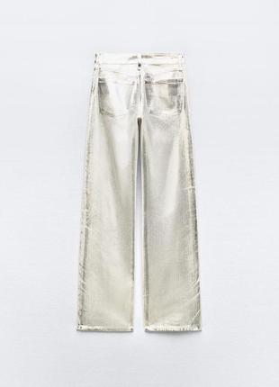 Металлизированные джинсы trf loose со средней посадкой10 фото