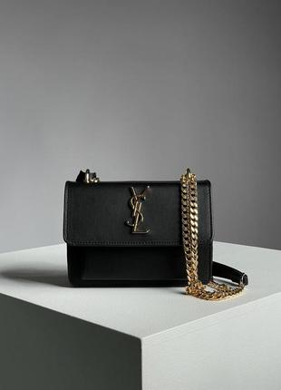 Сумка  yves saint laurent sunset mini chain black/gold