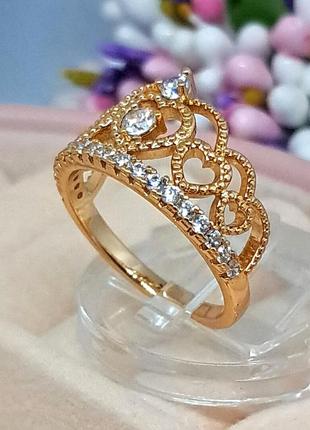Красивое женское кольцо корона, медицинское золото xuping. позолоченные кольца хр3 фото