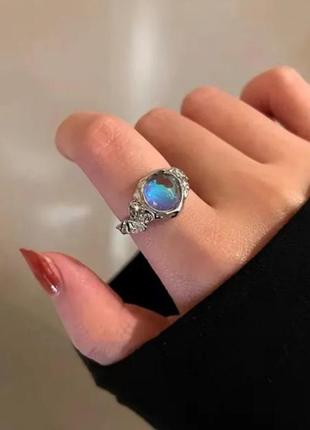 Винтажное женское регулируемое кольцо с лунным камнем ☾1 фото