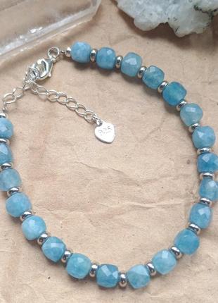 Браслет з натурального аквамарину