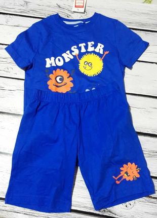 Комплект футболка шорти піжама дитяча шортами з монстрами бактеріями на хлопчика3 фото