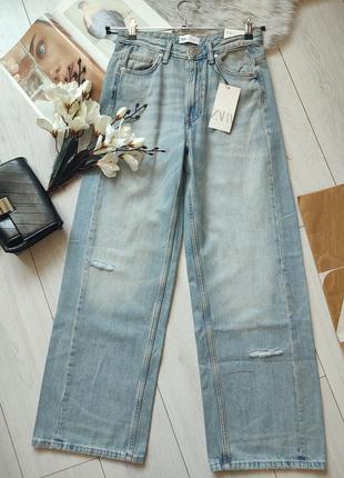 Широкие длинные джинсы от zara, 40, 46р, оригинал7 фото