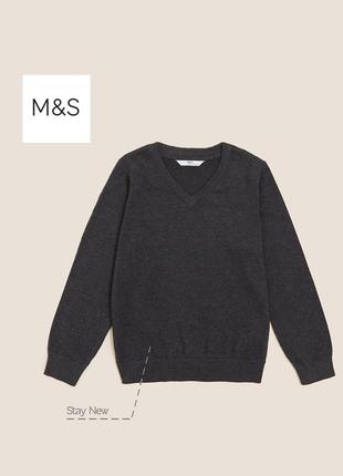 Светр джемпер пуловер з v-подібним вирізом сірий m&amp;s marks&amp; spencer