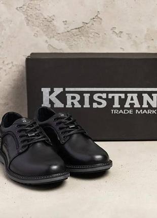 Мужские кожаные туфли kristan black3 фото