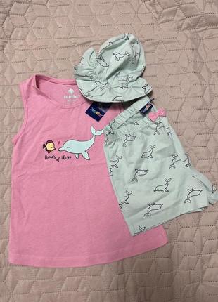 Літній комплект для дівчинки шорти майка