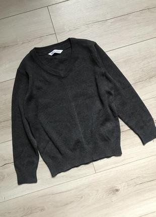 Свитер джемпер пуловер с v-образным вырезом серый m&s3 фото