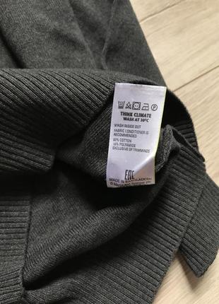 Свитер джемпер пуловер с v-образным вырезом серый m&s9 фото