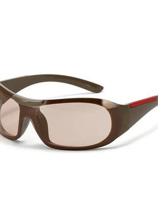Спортивные очки трендовые женские мужские солнцезащитные стильные  y2k prada versace yvl3 фото