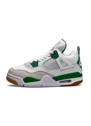 Женские кожаные кроссовки nike air jordan 4 retro pine green белые повседневные кеды из натуральной кожи найк