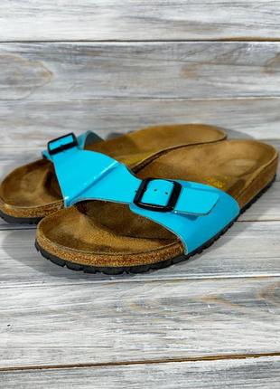 Birkenstock madrid birko-flor turquoise оригинальные шлепанцы5 фото